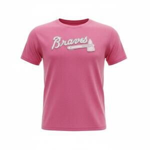 Atlanta Braves Girls Pink Short Sleeve T Shirt Youth Small